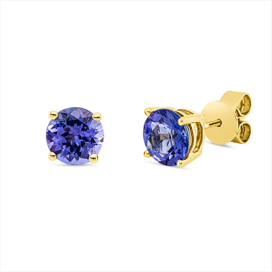 Ohrstecker 14 kt GG, 2 Tansanit 2,79 ct blau