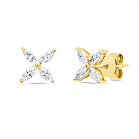 Ohrstecker 18 kt GG, 8 Nav. 0,55 ct, TW-si