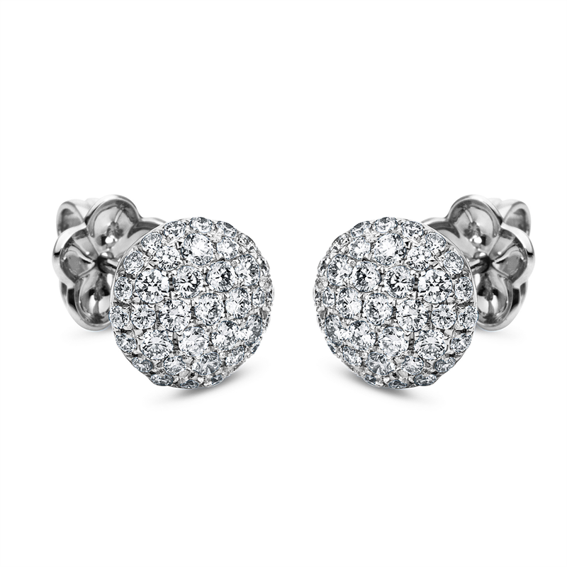 Ohrstecker 18 kt WG, 74 Brill. 0,90 ct, TW-vsi