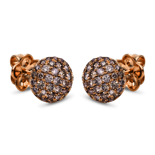 Ohrstecker 18 kt RG, 74 Brill. 1,04 ct, braun