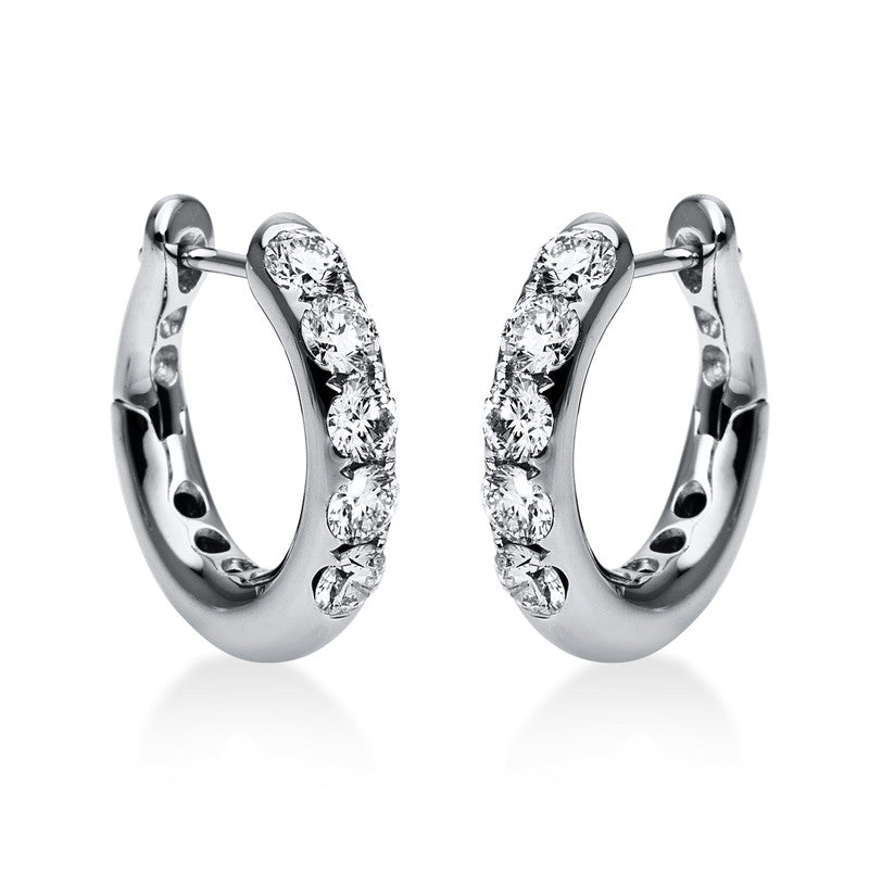 Creolen 18 kt WG, 10 Brill. 1,00 ct, TW-vsi