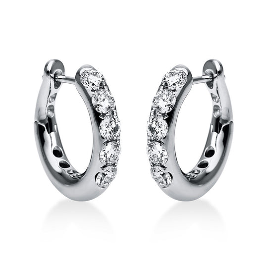 Creolen 18 kt WG, 10 Brill. 1,00 ct, TW-vsi