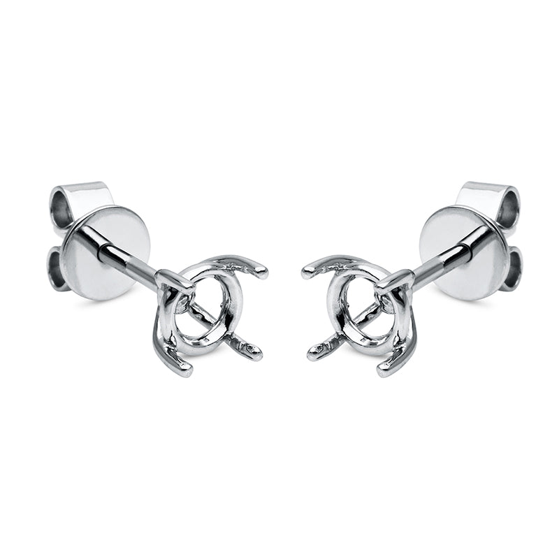 Ohrstecker 18 kt WG, Leerfassung für 2x Brill. 0,40 ct 4,8 mm