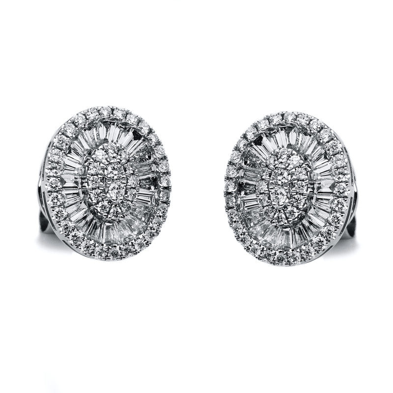 Ohrstecker 18 kt WG, 84 Brill. 0,27 ct, TW-si, 44 Trap. 0,49 ct, TW-vsi