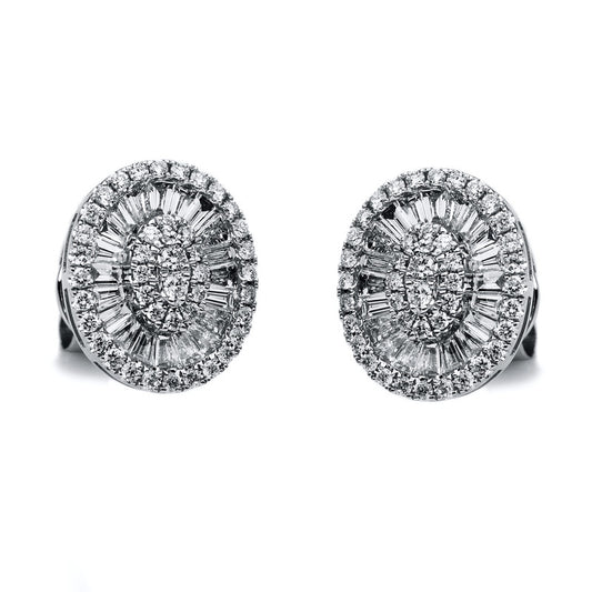 Ohrstecker 18 kt WG, 84 Brill. 0,27 ct, TW-si, 44 Trap. 0,49 ct, TW-vsi
