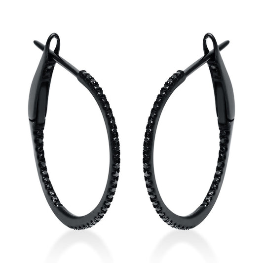 Creolen 18 kt WG, schwarz rhodiniert, 86 Brill. 0,20 ct, schwarz