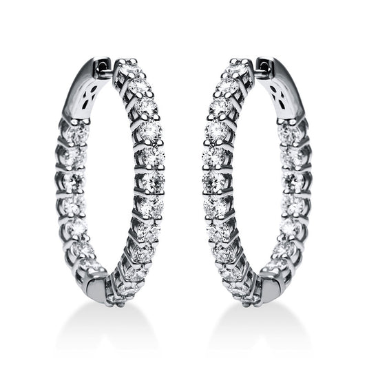 Creolen 18 kt WG, 38 Brill. 3,33 ct, TW-si