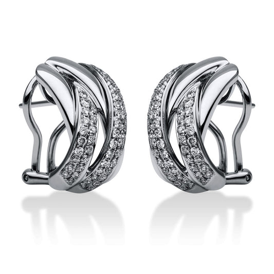 Creolen 18 kt WG, 104 Brill. 0,87 ct, TW-vsi