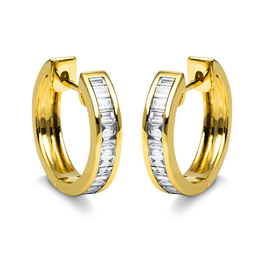 Creolen 18 kt GG, 22 Bag. 0,43 ct, TW-si