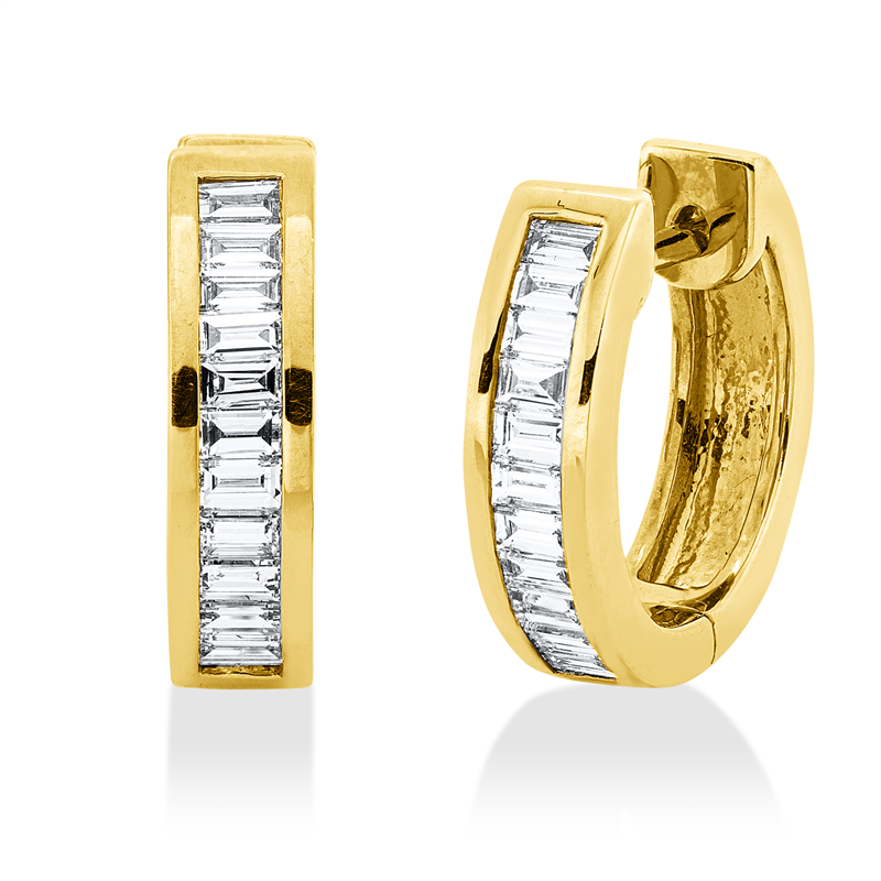 Creolen 18 kt GG, 22 Bag. 0,43 ct, TW-si