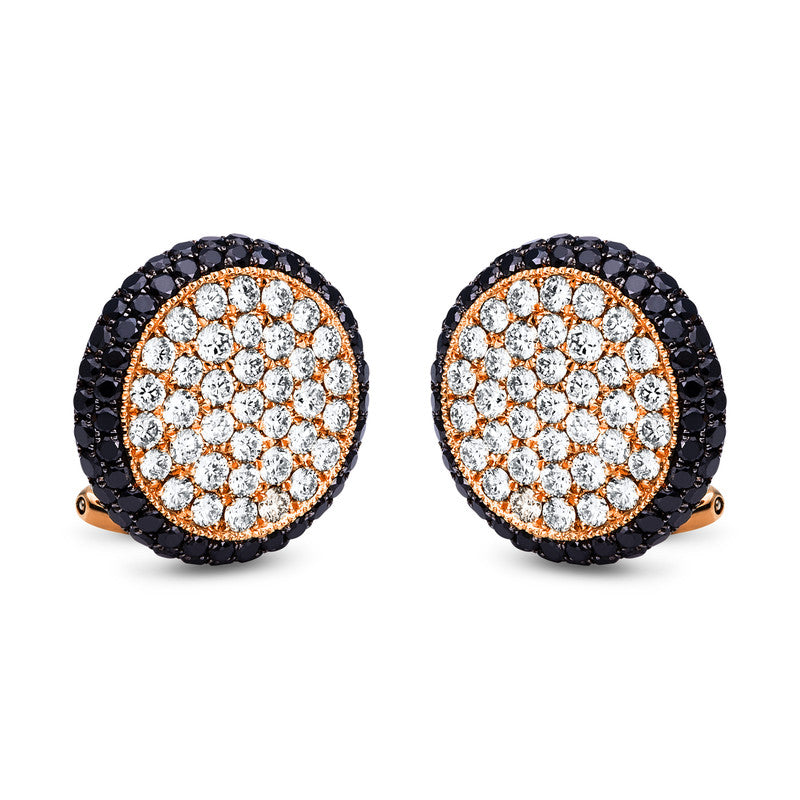 Creolen 18 kt RG, 74 Brill. 1,79 ct, TW-vsi/si, 124 Brill. 2,08 ct, schwarz