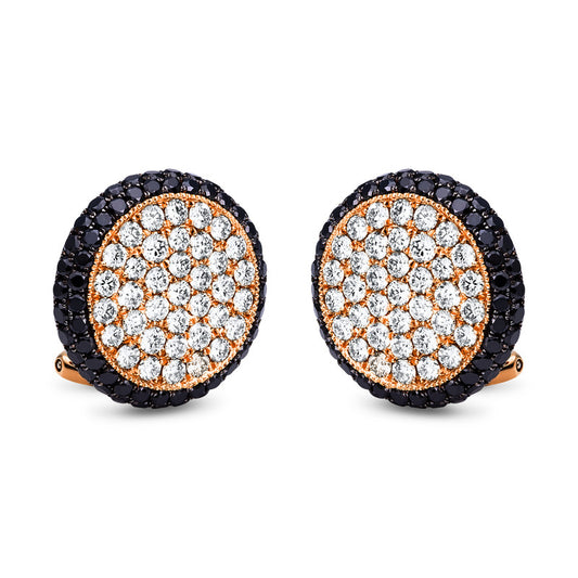 Creolen 18 kt RG, 74 Brill. 1,79 ct, TW-vsi/si, 124 Brill. 2,08 ct, schwarz