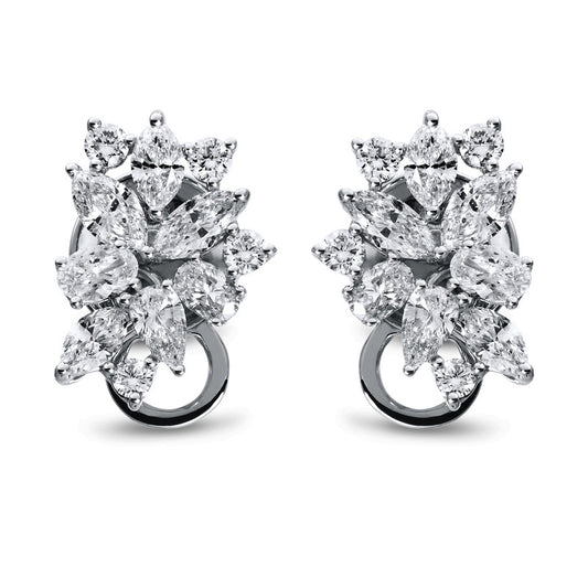 Ohrstecker 18 kt WG, 2 Tropfen 0,30 ct, TW-vsi/si, 8 Brill. 0,38 ct, TW-vsi/si, 4 Oval 0,59 ct, TW-vsi/si, 8 Nav. 1,24 ct, TW-vsi/si