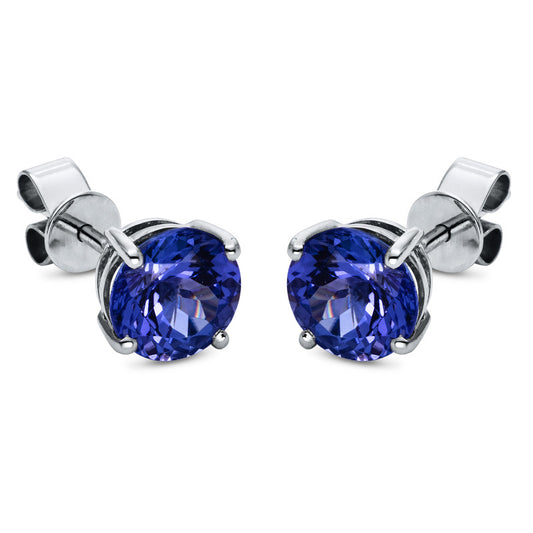 Ohrstecker 14 kt WG, 2 Tansanit 2,25 ct blau