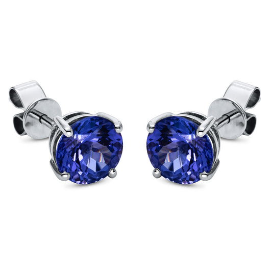 Ohrstecker 14 kt WG, 2 Tansanit 2,33 ct blau