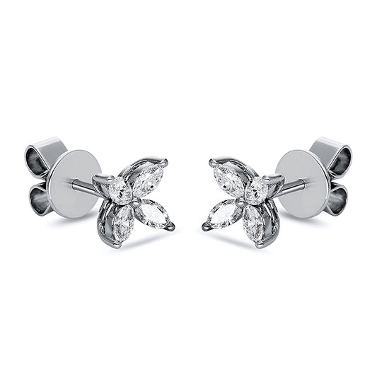 Ohrstecker 18 kt WG, 8 Nav. 0,49 ct, TW-vsi