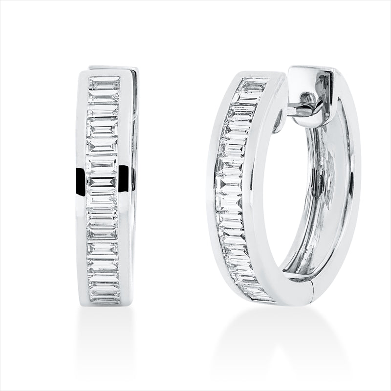 Creolen 18 kt WG, 32 Bag. 0,65 ct, TW-si