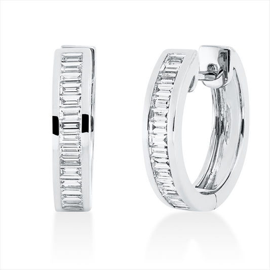 Creolen 18 kt WG, 32 Bag. 0,65 ct, TW-si