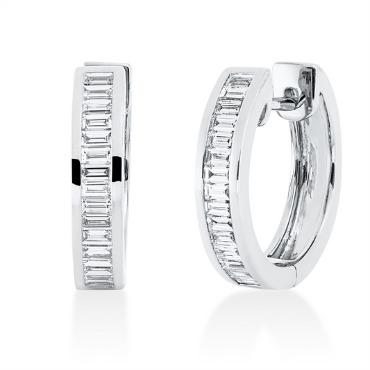 Creolen 18 kt WG, 32 Bag. 0,65 ct, TW-si