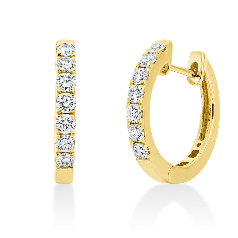 Creolen 18 kt GG, 14 Brill. 0,46 ct, TW-si