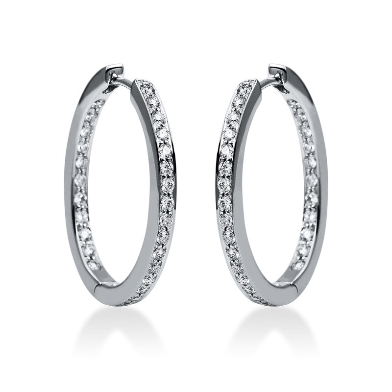 Creolen 18 kt WG, 56 Brill. 0,76 ct, TW-vsi