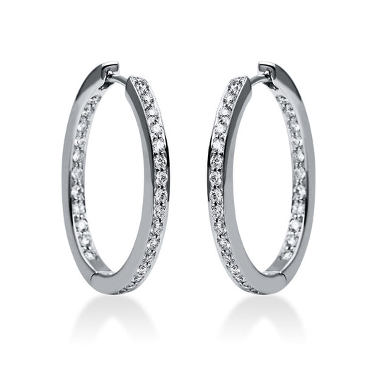 Creolen 18 kt WG, 56 Brill. 0,76 ct, TW-vsi