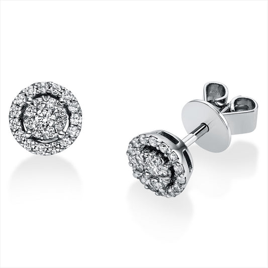 Ohrstecker 18 kt WG, 2 Brill. 0,05 ct, TW-si, 46 Brill. 0,21 ct, TW-si