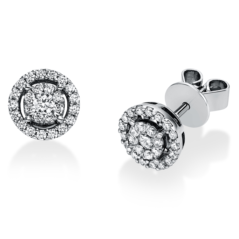 Ohrstecker 14 kt WG, 52 Brill. 0,38 ct, TW-si