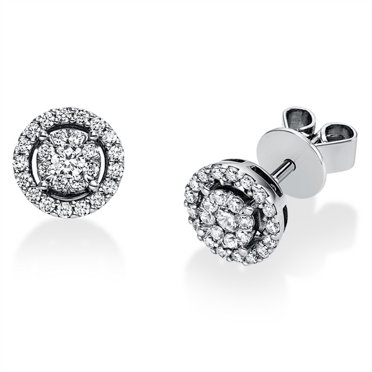 Ohrstecker 950 Pt Platin, 2 Brill. 0,10 ct, TW-si, 50 Brill. 0,28 ct, TW-si