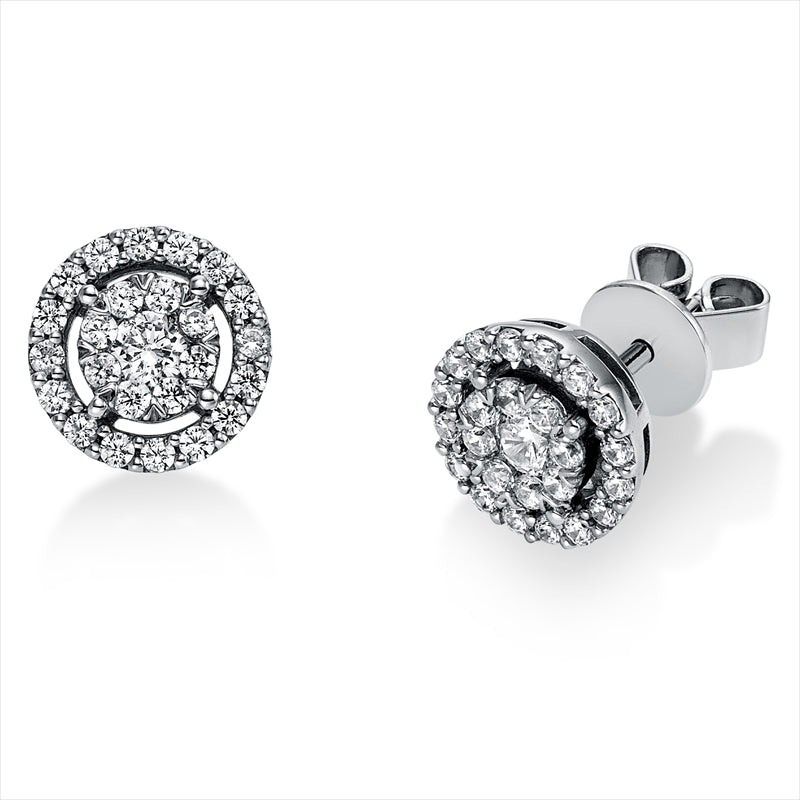 Ohrstecker 14 kt WG, 2 Brill. 0,16 ct, TW-si, 16 Brill. 0,17 ct, TW-si, 32 Brill. 0,27 ct, TW-si