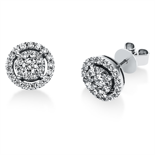 Ohrstecker 950 Pt Platin, 16 Brill. 0,25 ct, TW-si, 2 Brill. 0,22 ct, TW-si, 34 Brill. 0,35 ct, TW-si