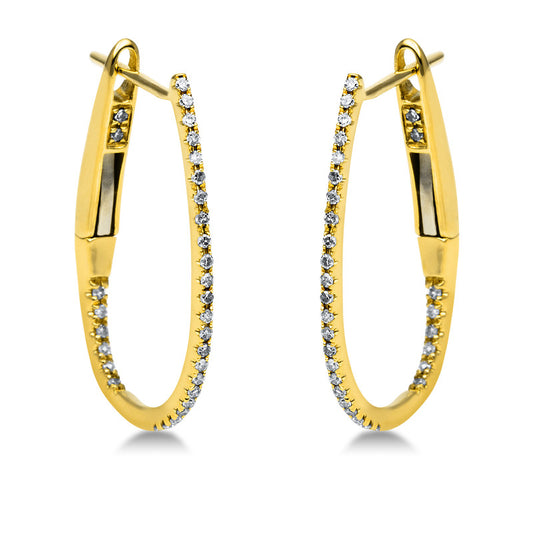 Creolen 18 kt GG, 62 Dia. 0,12 ct, W-si