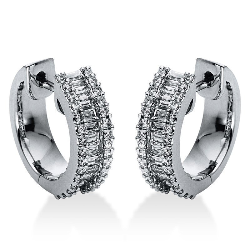 Creolen 18 kt WG, 60 Brill. 0,37 ct, TW-si, 24 Trap. 0,59 ct, TW-si