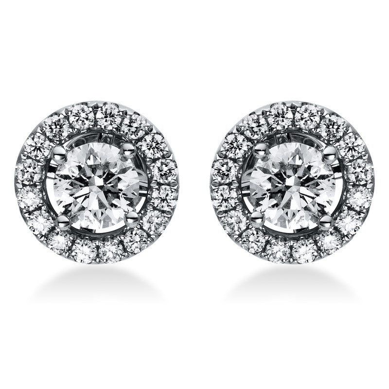 Ohrstecker 18 kt WG, 2 Brill. 1,00 ct, TW-si, 32 Brill. 0,38 ct, TW-si