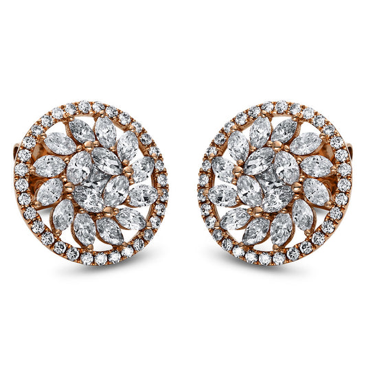 Ohrstecker 18 kt RG, 32 Nav. 1,11 ct, TW-si, 2 Princ. 0,13 ct, TW-si, 64 Brill. 0,34 ct, TW-si