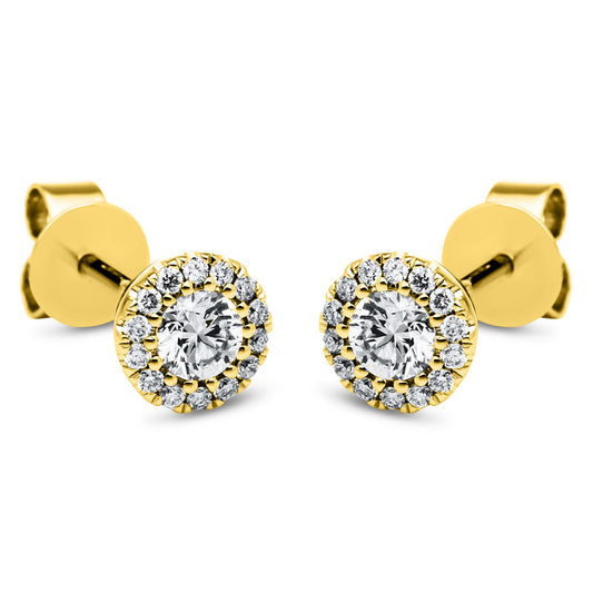 Ohrstecker 14 kt GG, 2 Brill. 0,24 ct, TW-si, 28 Brill. 0,09 ct, TW-si