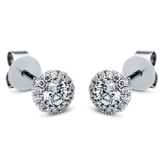 Ohrstecker 14 kt WG, 2 Brill. 0,24 ct, TW-si, 28 Brill. 0,09 ct, TW-si