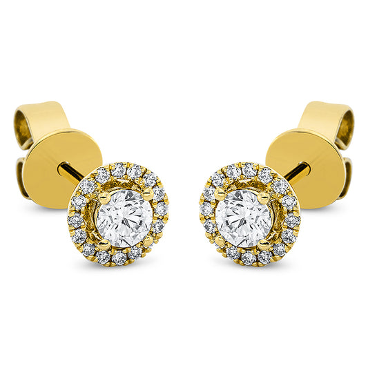 Ohrstecker 18 kt GG, 2 Brill. 0,30 ct, TW-si, 32 Brill. 0,09 ct, TW-si