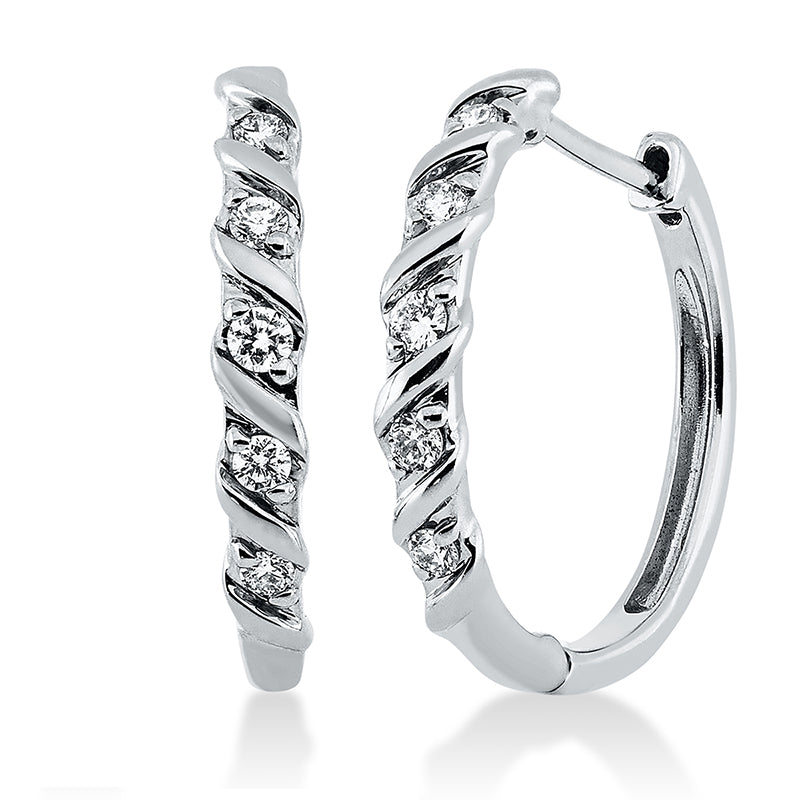 Creolen 18 kt WG, 10 Brill. 0,14 ct, TW-si