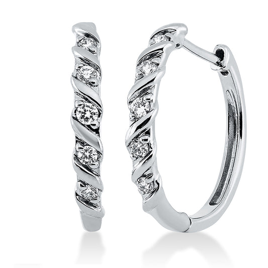 Creolen 18 kt WG, 10 Brill. 0,14 ct, TW-si