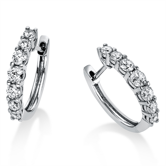 Creolen 14 kt WG, 4 Brill. 0,18 ct, TW-si, 6 Brill. 0,61 ct, TW-si, 4 Brill. 0,22 ct, TW-si