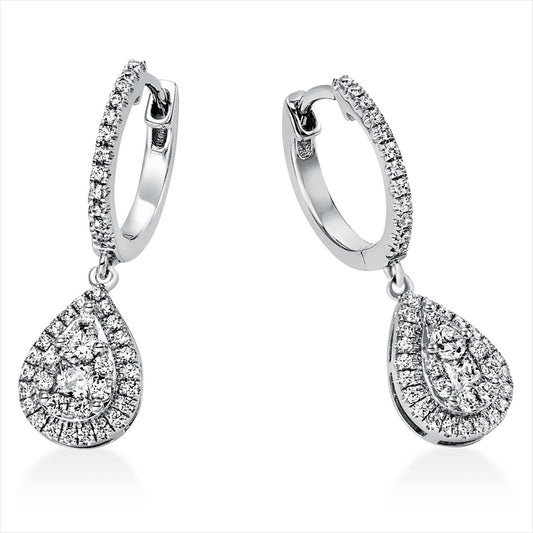 Ohrschmuck 950 Pt Platin, 2 Brill. 0,06 ct, TW-si, 2 Princ. 0,14 ct, TW-si, 82 Brill. 0,29 ct, TW-si