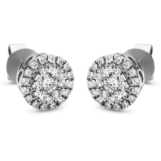 Ohrstecker 18 kt WG, 2 Brill. 0,11 ct, TW-vsi, 56 Brill. 0,41 ct, TW-vsi