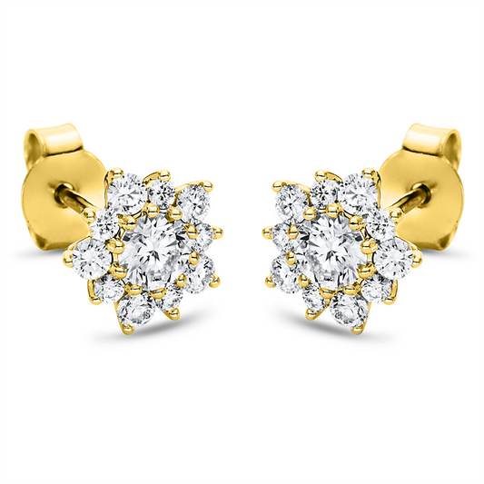 Ohrstecker 14 kt GG, 10 Brill. 0,14 ct, TW-si, 10 Brill. 0,41 ct, TW-si, 2 Brill. 0,50 ct, TW-si