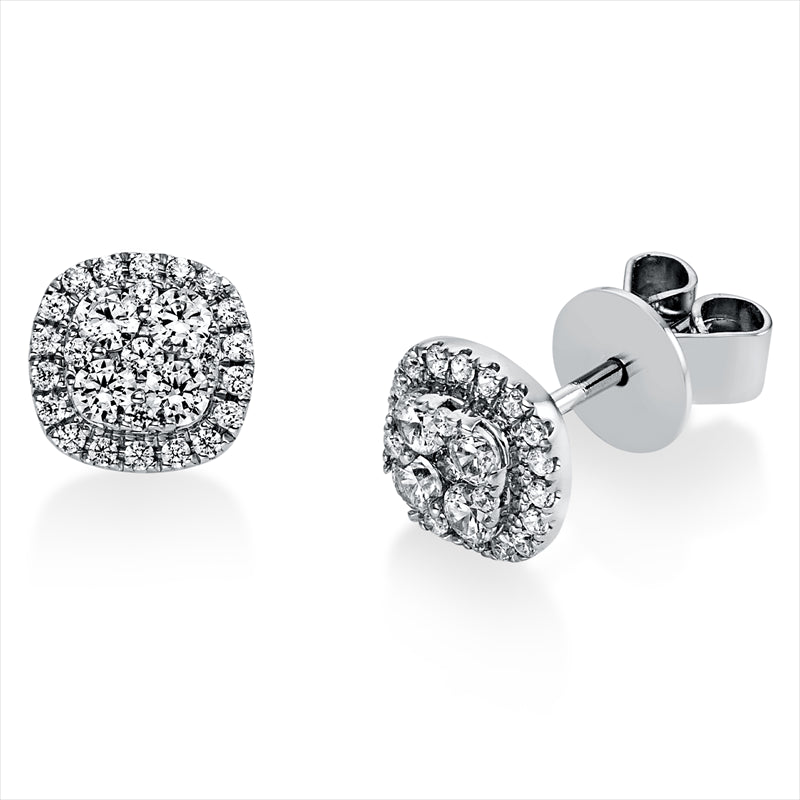 Ohrstecker 14 kt WG, 8 Brill. 0,22 ct, TW-si, 46 Brill. 0,15 ct, TW-si