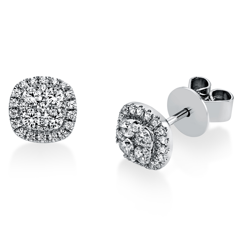 Ohrstecker 18 kt WG, 8 Brill. 0,22 ct, TW-si, 46 Brill. 0,15 ct, TW-si