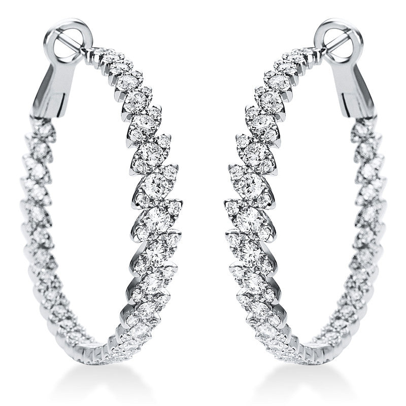 Creolen 18 kt WG, 22 Brill. 1,73 ct, TW-vsi, 170 Brill. 2,38 ct, TW-vsi