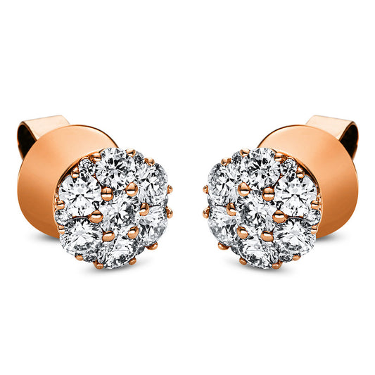 Ohrstecker 18 kt RG, 12 Brill. 1,11 ct, TW-vsi/si, 2 Brill. 0,24 ct, TW-vsi/si, 12 Brill. 0,09 ct, TW-vsi/si