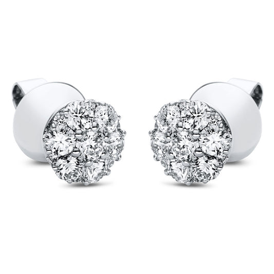 Ohrstecker 18 kt WG, 12 Brill. 1,23 ct, TW/W-vsi/si, 2 Brill. 0,25 ct, TW/W-vsi/si, 12 Brill. 0,10 ct, TW/W-vsi/si