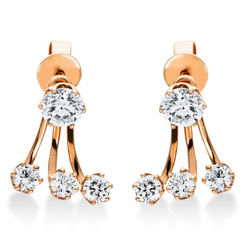 Ohrschmuck 14 kt RG, 2 Brill. 0,61 ct, TW-si, 6 Brill. 0,46 ct, TW-si